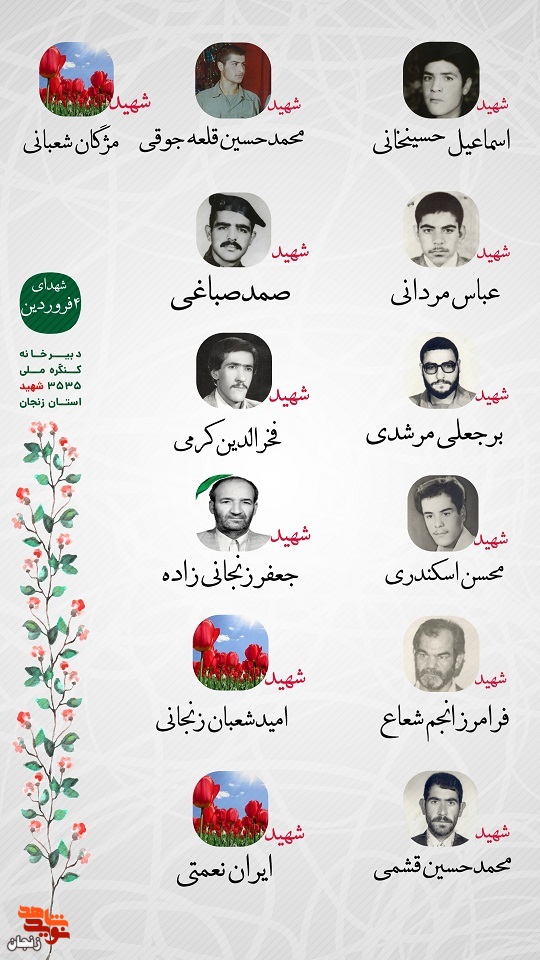 پوستر/ شهدای چهارم فروردین ماه استان زنجان را با صلوات یاد کنیم