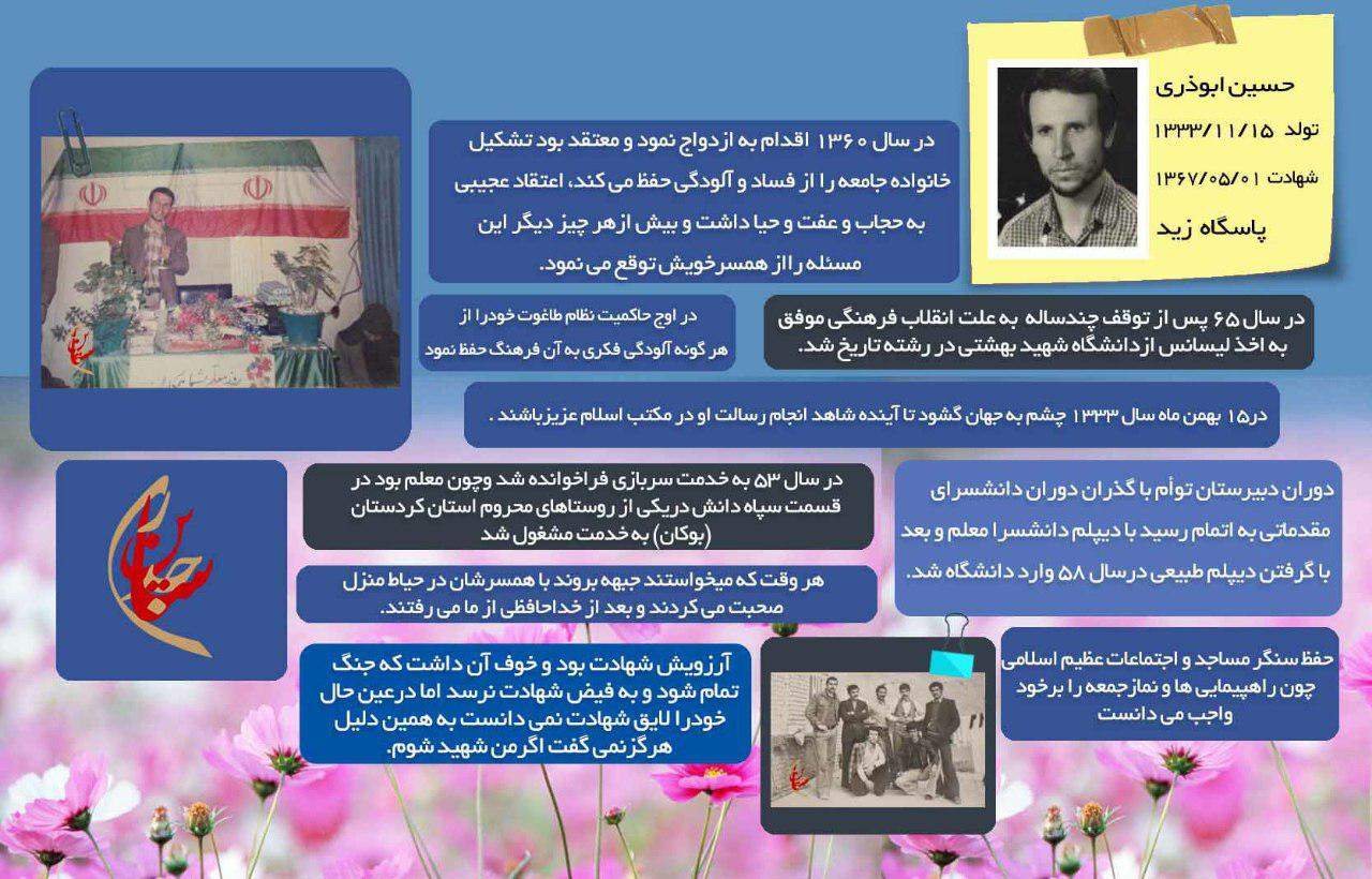 اینفوگرافیک شهید «حسین ابوذری» اینفوگرافیک شهید «حسین ابوذری»