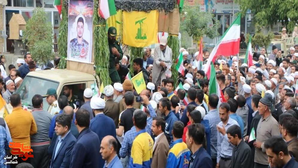 تصاویر/جلوه ماندگار از تشییع پیکر مطهر شهید مدافع وطن «حامد ربانی»